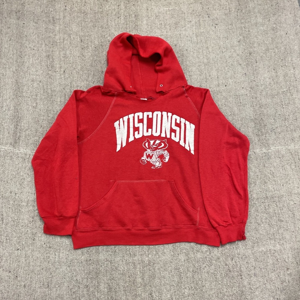 Vintage Wisconsin Badgers Hoodie Mens Small red 70s University Madison USA NCAA